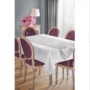Set fata de masa si traversa Sue I 160x300 cm Alb / Argintiu