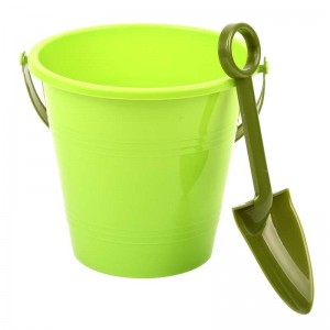 Set galeata cu lopata pentru copii, din plastic, Kerti Lime, 1,2 L, Ø14,7xH15,7 cm