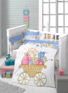 Set lenjerie pentru copii, din bumbac Ranforce, 4 piese, Baby Multicolor, 100 x 150 cm