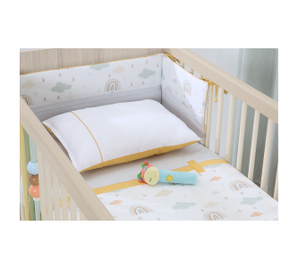 Set lenjerie pentru patut bebe 5 piese Smile Baby, 60 x 120 cm