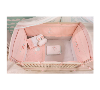 Set lenjerie pentru patut bebe 9 piese Baby Girl, 80 x 130 cm