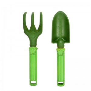 Set lopata si grebla pentru copii, din plastic, Kerti Verde, H23,9 cm