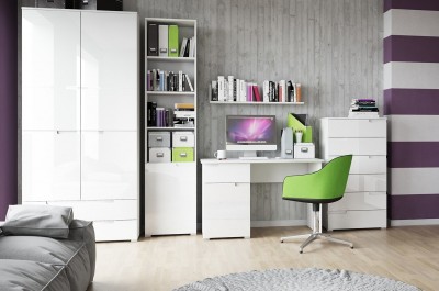 Set Mobila din pal si MDF pentru copii, 5 piese Gabrielle Alb