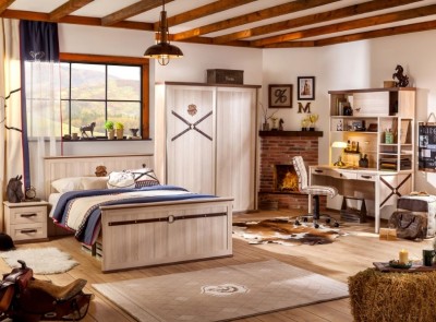 Set Mobila dormitor din pal, pentru copii si tineret 5 piese Royal Nature I