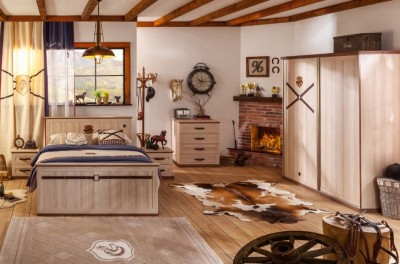 Set Mobila dormitor din pal, pentru copii si tineret 5 piese Royal Nature II