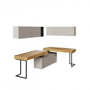 Set Mobilier Birou din pal, pentru copii si tineret, 6 piese, Teen Flex Set 08A Natural / Gri / Negru