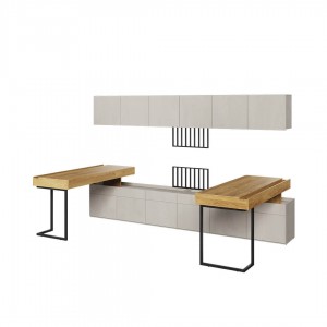 Set Mobilier Birou din pal, pentru copii si tineret, 7 piese, Teen Flex Set 06A Natural / Gri / Negru