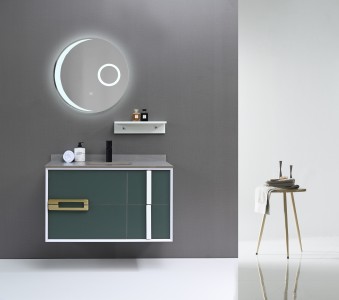 Set mobilier pentru baie, Forest Verde, 90 cm, 3 piese