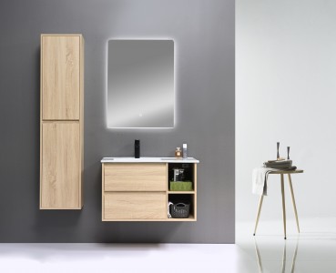 Set mobilier pentru baie, Neutral Natural, 80 cm, 4 piese