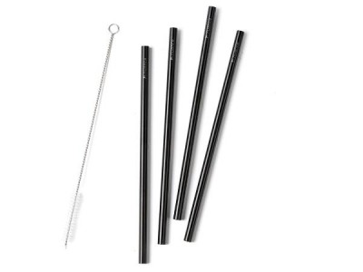 Set paie reutilizabile din otel, cu perie de curatare, Nuance 461901 Negru, Ø0,8xH21,5 cm, 5 piese, Zone Denmark