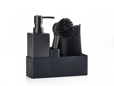 Set pentru spalat vase Single 330413 Negru, L19xl6xH20 cm, 4 piese, Villa Collection