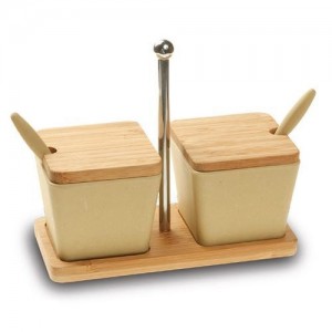 Set recipiente condimente cu suport Eco, 2 buc