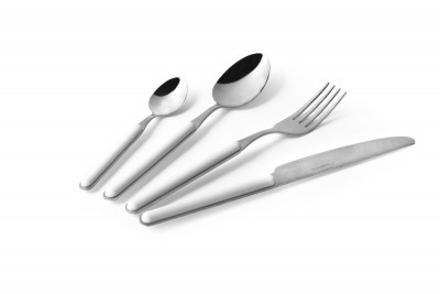 Set tacamuri din otel inoxidabil, 24 piese, Eclipse Alb