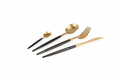 Set tacamuri din otel inoxidabil, 24 piese, Japan Negru / Auriu