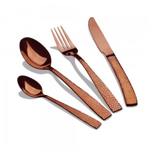 Set tacamuri din otel inoxidabil, 24 piese, Relief Cutlery Sets Rose Gold