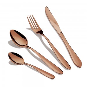 Set tacamuri din otel inoxidabil, 24 piese, Simple Round Cutlery Sets Rose Gold