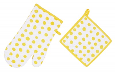 Set textile bucatarie, 2 piese, Marisol Alb / Galben