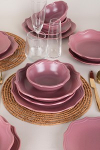 Set vesela din ceramica, Romeo Mat Violet, 24 piese