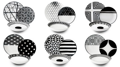 Set vesela din portelan, 18 piese, Emily Dinner Alb / Negru