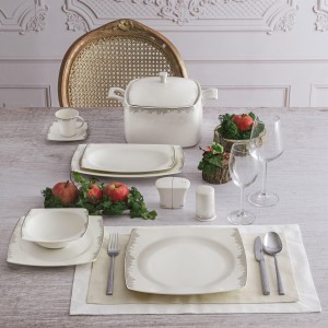 Set vesela din portelan, Ashlynn Dinner Alb, 85 piese