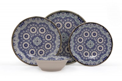 Set vesela din portelan, Bluesys Multicolor, 24 piese