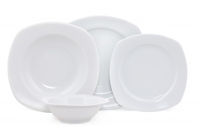 Set vesela din portelan, Casual Dinner Alb, 24 piese