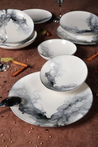 Set vesela din portelan, Gaby Stain Multicolor, 24 piese