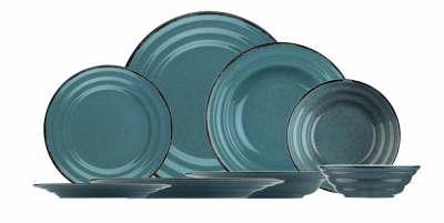 Set vesela din portelan, Mariel Dinner Albastru, 24 piese