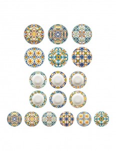 Set vesela din portelan, Medicea Multicolor, 18 piese