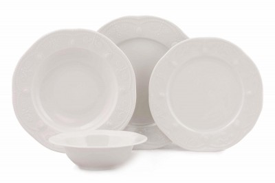 Set vesela din portelan, Peta Dinner Crem, 24 piese