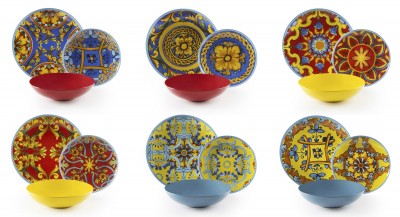 Set vesela din portelan si ceramica, 18 piese, Trinacria Dinner Multicolor