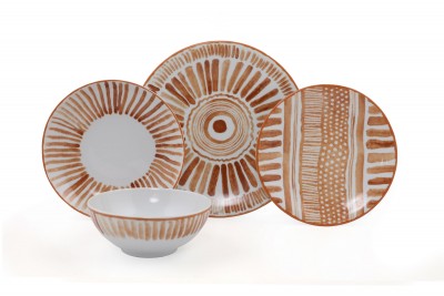 Set vesela din portelan, Ziggo Maro / Alb, 24 piese