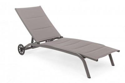 Sezlong pentru gradina / terasa, din aluminiu si material textil, Cleo Grej, l61xA192xH96 cm