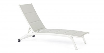 Sezlong pentru gradina / terasa, din aluminiu si material textil, Cleopas Gri / Alb, l61xA192xH96 cm