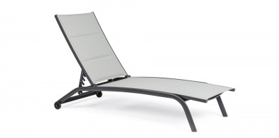 Sezlong pentru gradina / terasa, din aluminiu si material textil, Cleopas Gri / Antracit, l61xA192xH96 cm