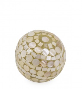 Sfera decorativa din sidef, Large Mosaic Ivoir / Auriu, Ø10 cm