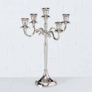 Sfesnic din aluminiu cu 5 brate, Victoria Argintiu, L27xl27xH38 cm