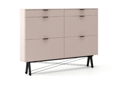 Suport incaltaminte, din lemn si pal Basic Dusty Pink, l160xA20xH120 cm