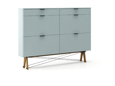 Suport incaltaminte, din lemn si pal Basic Ice Blue, l160xA20xH120 cm