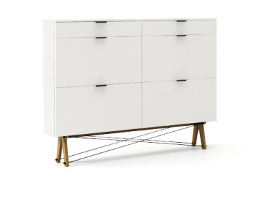 Suport incaltaminte, din lemn si pal Basic White, l160xA20xH120 cm