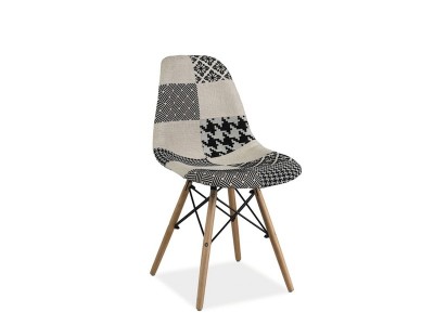 Scaun tapitat cu stofa, cu picioare din lemn Simeon B Multicolour / Beech, l46xA39xH82 cm