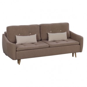 Canapea extensibila tapitata cu stofa, 3 locuri Skandia Brown, l225xA105xH77 cm