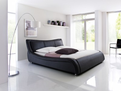 Pat tapitat cu piele ecologica Soma Negru