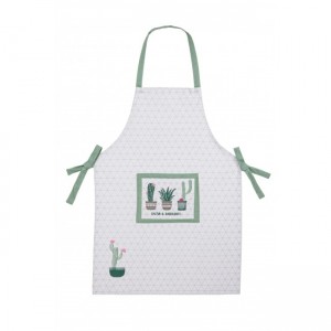 Sort din bumbac Cactus Alb / Verde, l60xH84 cm