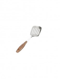 Spatula cu fante din otel inoxidabil, Legno Natural, 34,5 cm