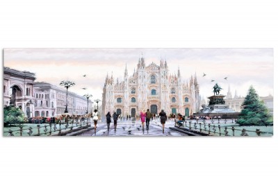Tablou Canvas Watercolor Milano, 45x140cm 