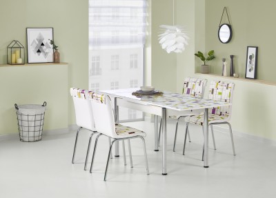 Masa din metal si sticla Sterling I, L110-170xl70xh77 cm