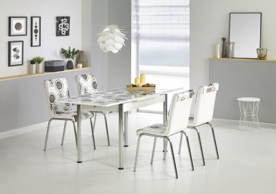 Masa din metal si sticla Sterling III, L110-170xl70xh77 cm