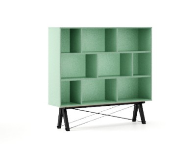 Biblioteca din lemn si pal Low Mint / Black, l140xA35xH130 cm