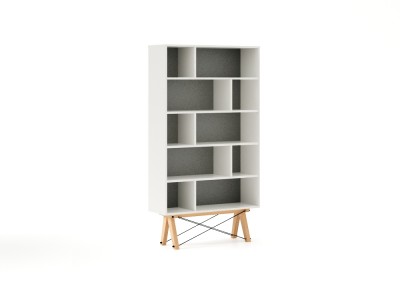 Biblioteca din lemn si pal Tall Light Grey / Beech, l100xA35xH180 cm